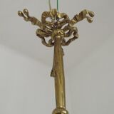 Lustre à 3 lumières en bronze doré, abat-jour en verre d'art 5089
