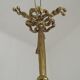 French Antique Late 1800s 3-Light Gilt Bronze Chandelier Art Glass Shades 5089