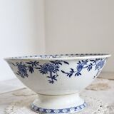 Vintage porcelain salad bowl Dresden - Blue and white floral pattern