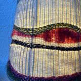 Lampe chrome bois laine années 70