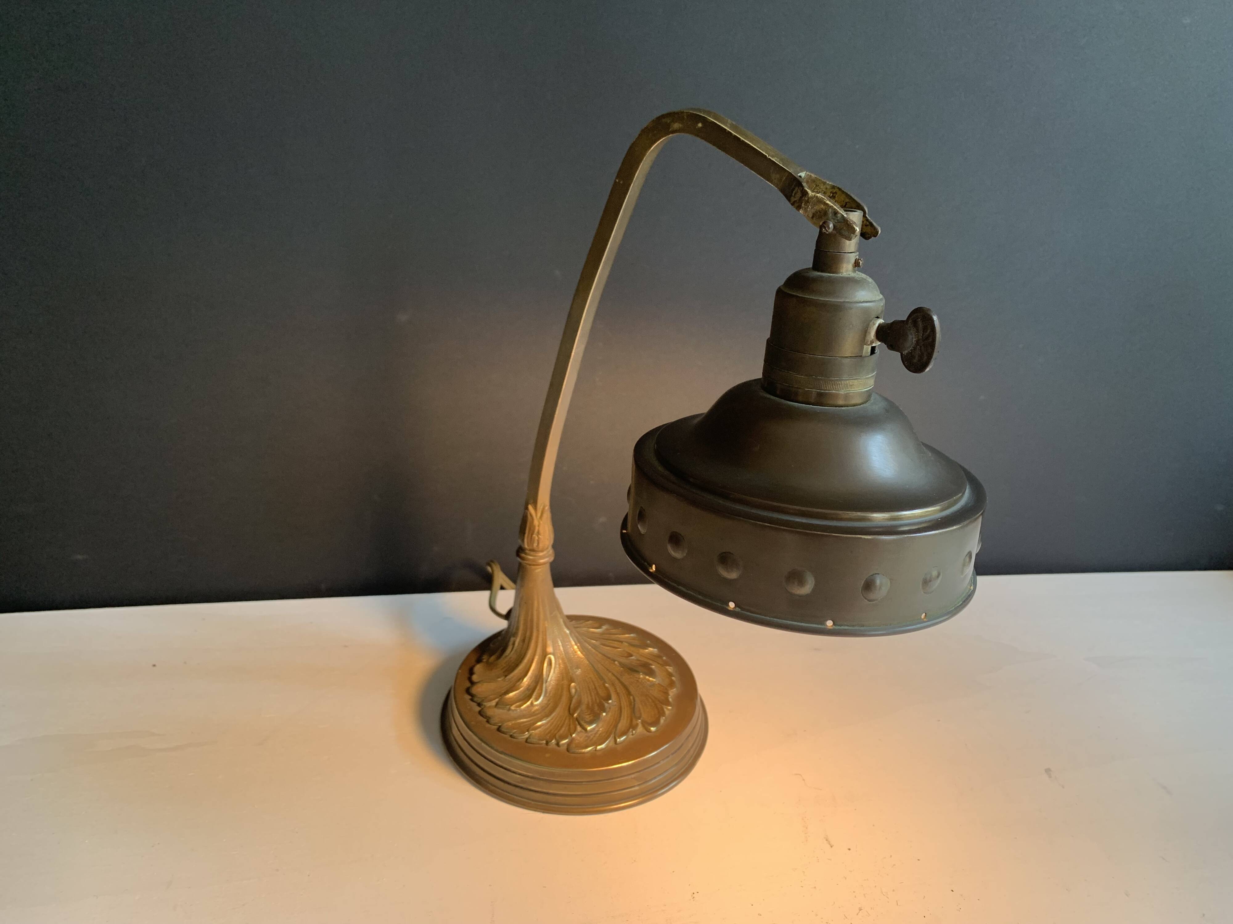 1900 bronze, brass and copper desk lamp