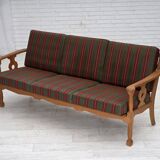 1970s, Danish 3-seater sofa, green furniture wool, oak wood.