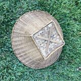 Large flat rattan basket
