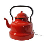 Vintage red enamelled metal kettle