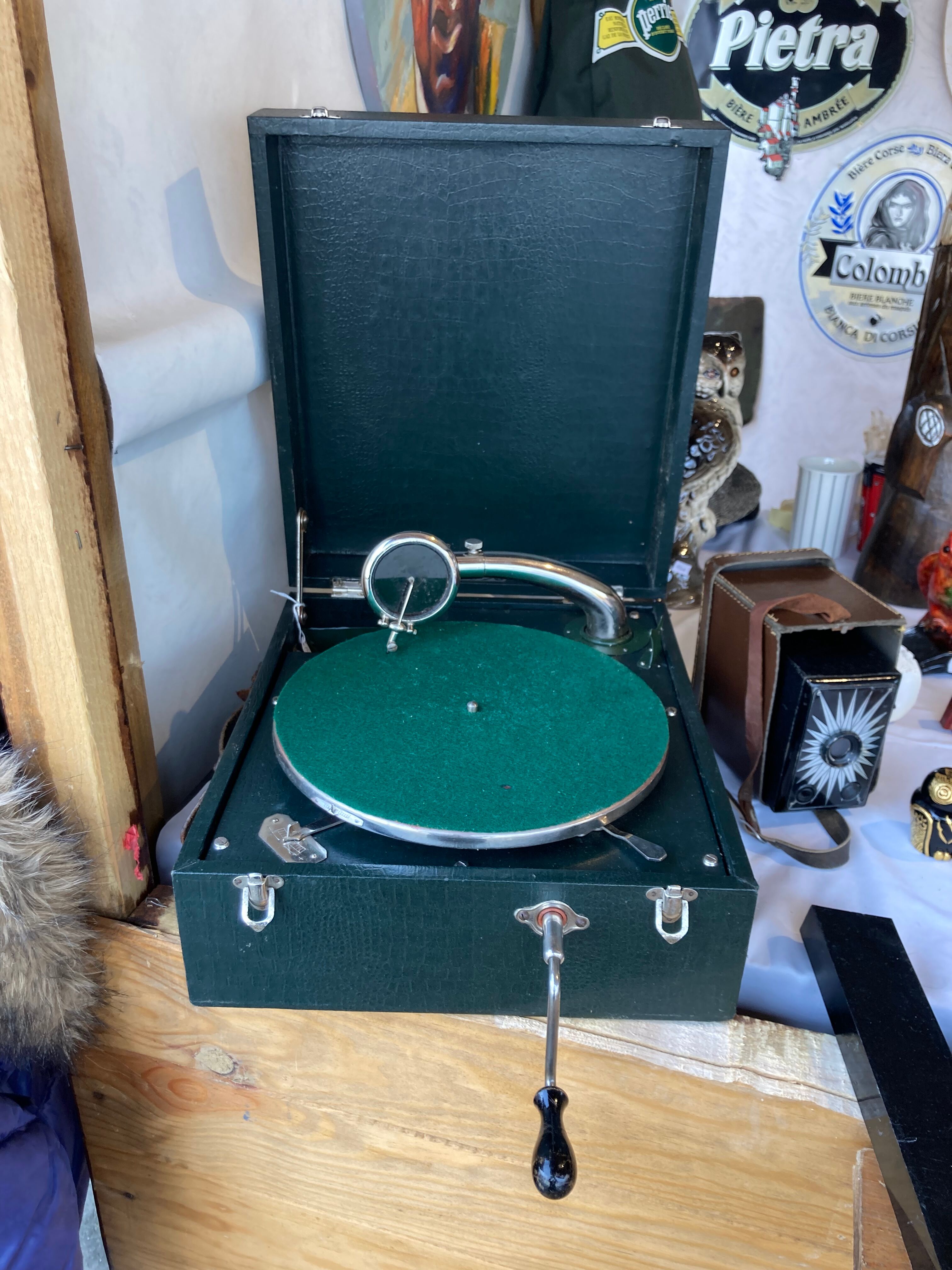 Old Pathé Diamond portable Gramophone
