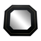 70s mirror, black lacquered wood, brass edging. Octagonal