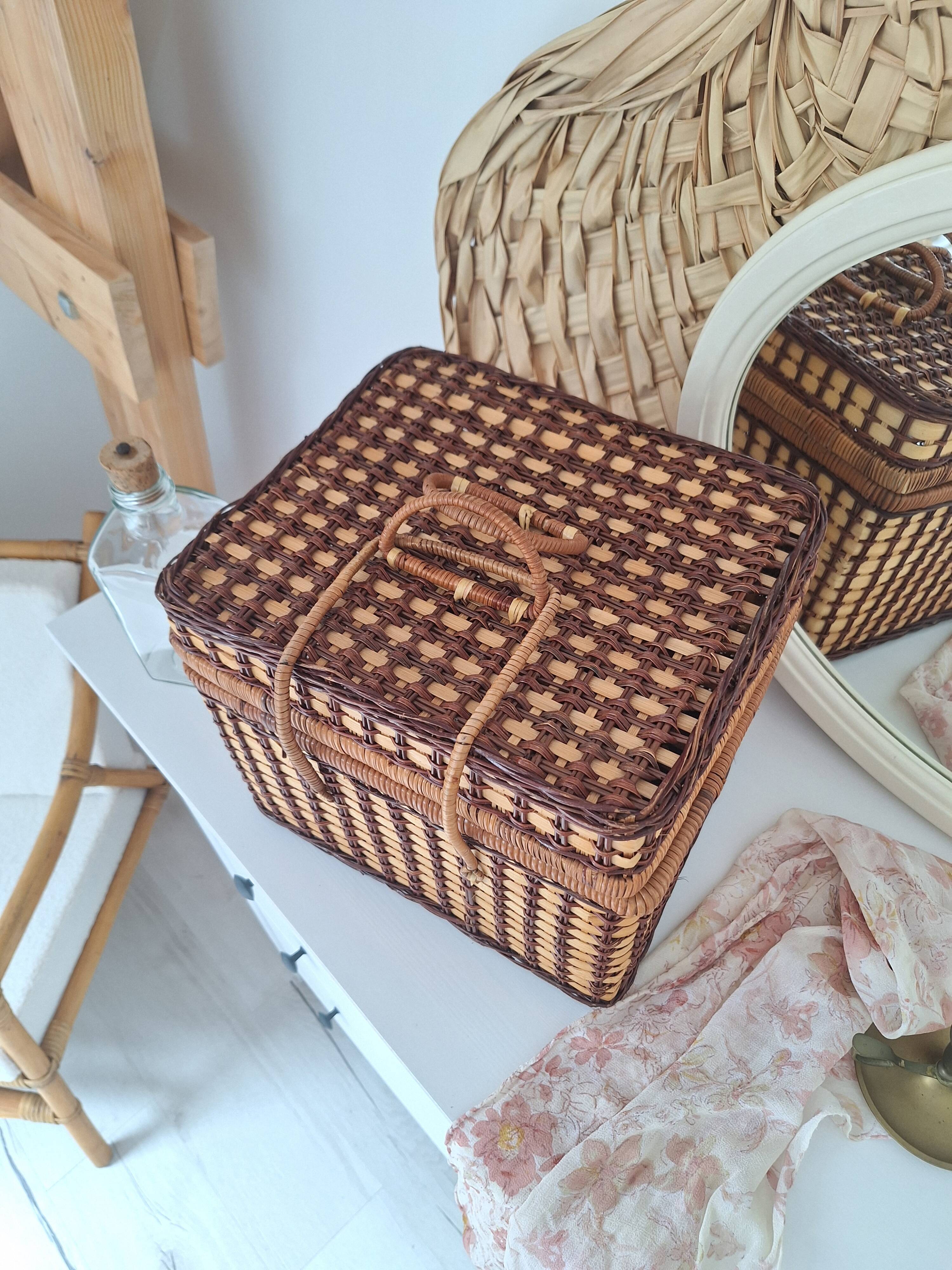 Vintage wicker suitcase