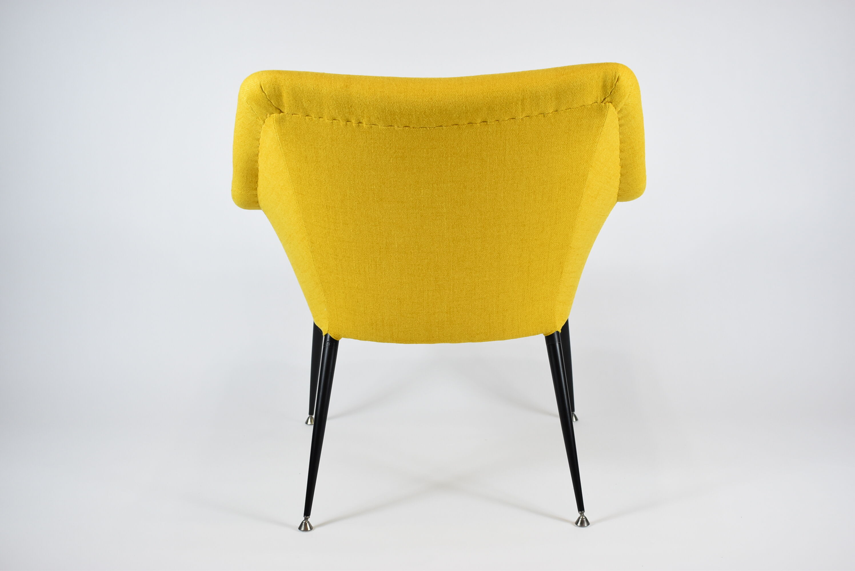 Mid-century armchair Shell, 1960s, NRD, yellow fabric, restored