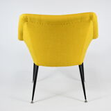Fauteuil Mid-century Shell années 1960 NRD tissu jaune, restauré