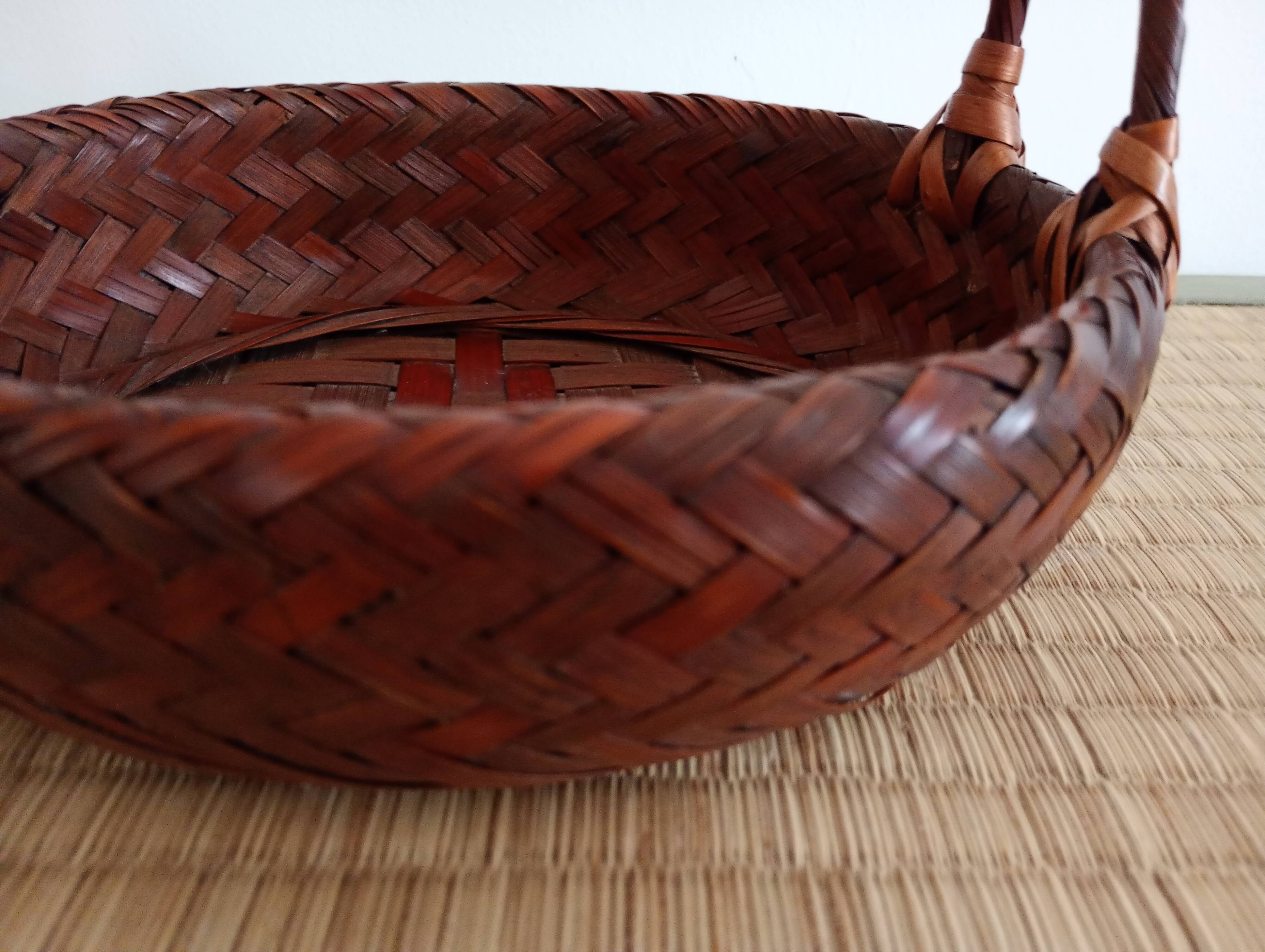 Japanese woven bamboo basket. Ikebana.
