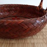 Japanese woven bamboo basket. Ikebana.