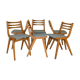 Chaises vintage en bois et skaï bleu scandinave 1950