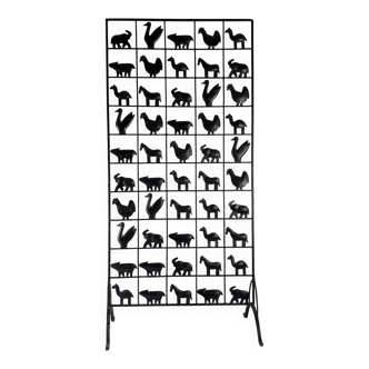 Animal Screen Att. Atelier Marolles and Jean Touret in Wrought Iron 1950s