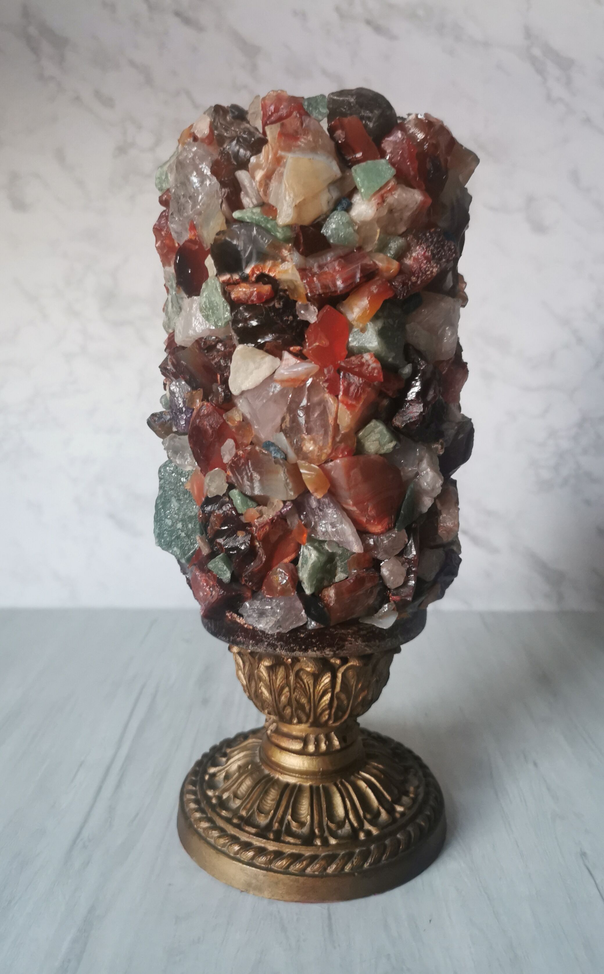 Table lamp gilded wood and stones