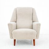 Beige bouclé armchair, danish design, 1960s