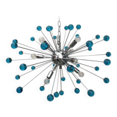 Light-blue “star” murano glass oval sputnik chandelier