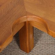 Solid oak coffee table in the style of Seltz, 1980.