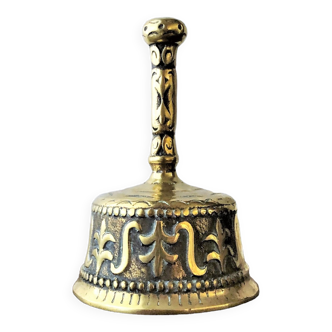 Decorative hand bell solid gilded brass 877 g