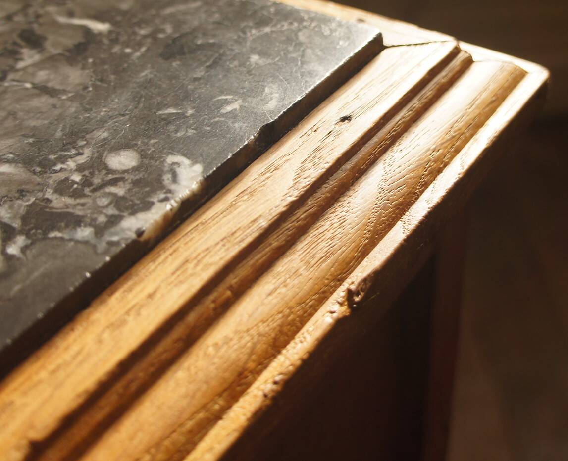 1930 bedside table in oak & black marble