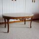 Oval coffee table - carved wood - white veined marble - Regency / Louis XV style