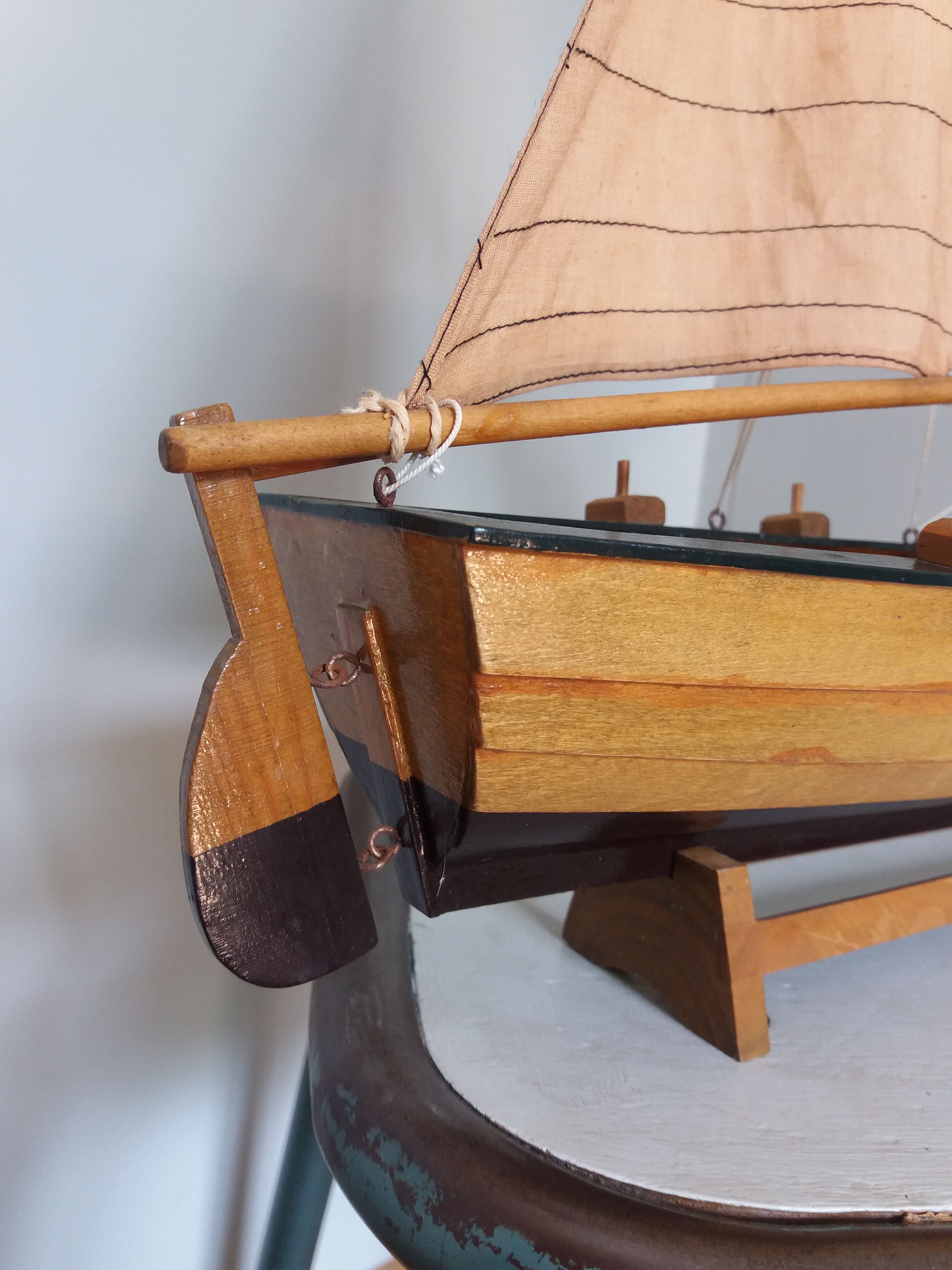 Wooden boat model sailboat