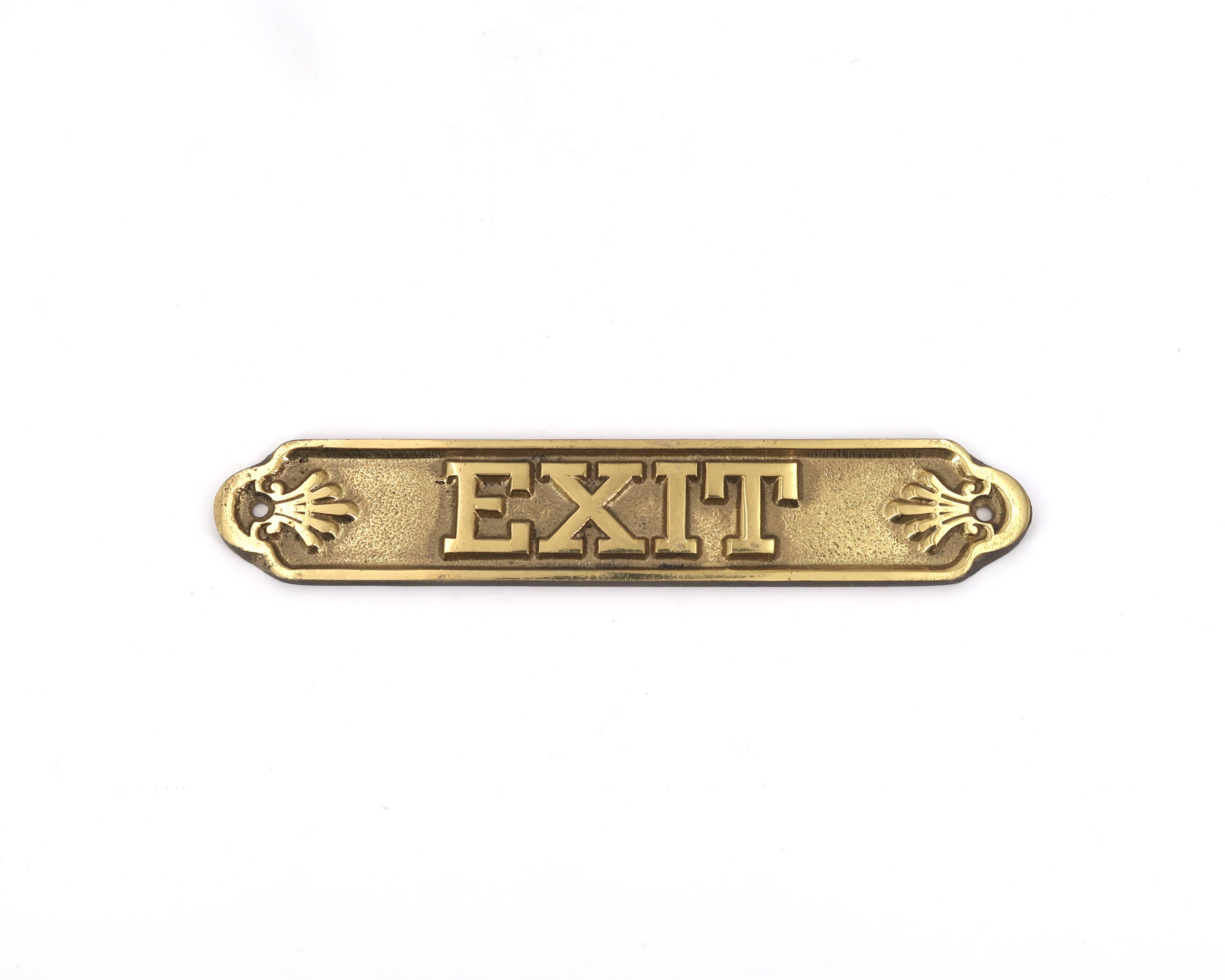 Exit brass door sign, 1970s