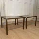 Side tables in striated gilded metal