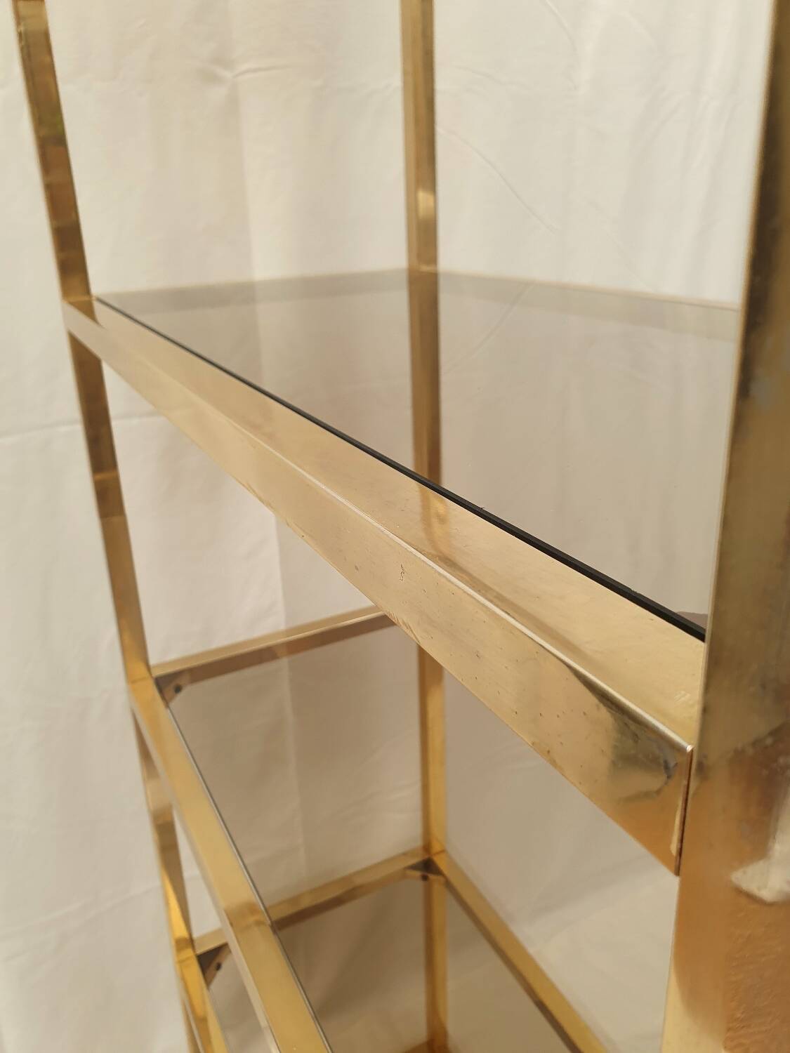 Gold and smoked glass shelf 1970