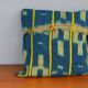 Housse de coussin en tissu baoulé bleu