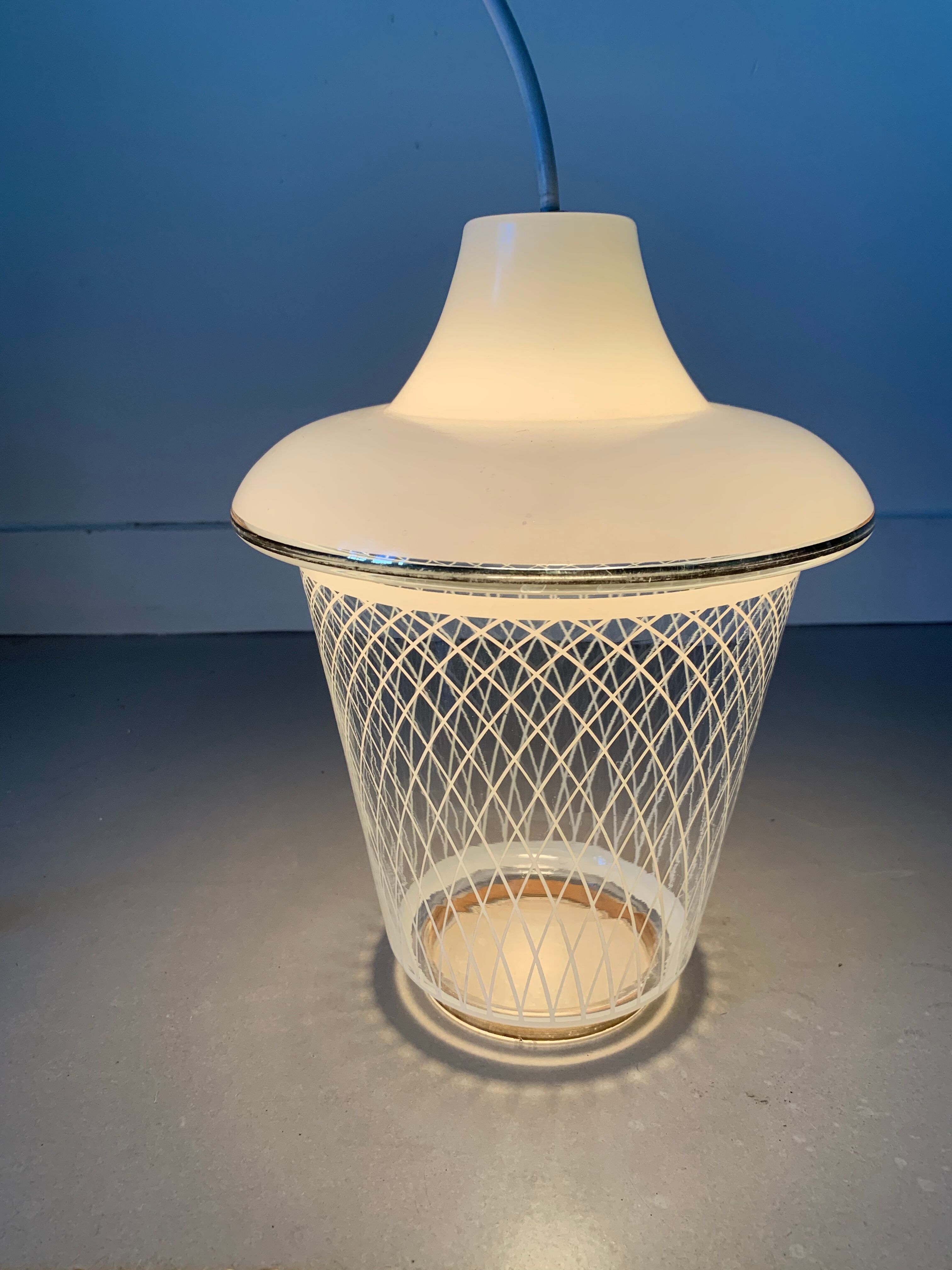 Lot de 2 suspensions verre années 50