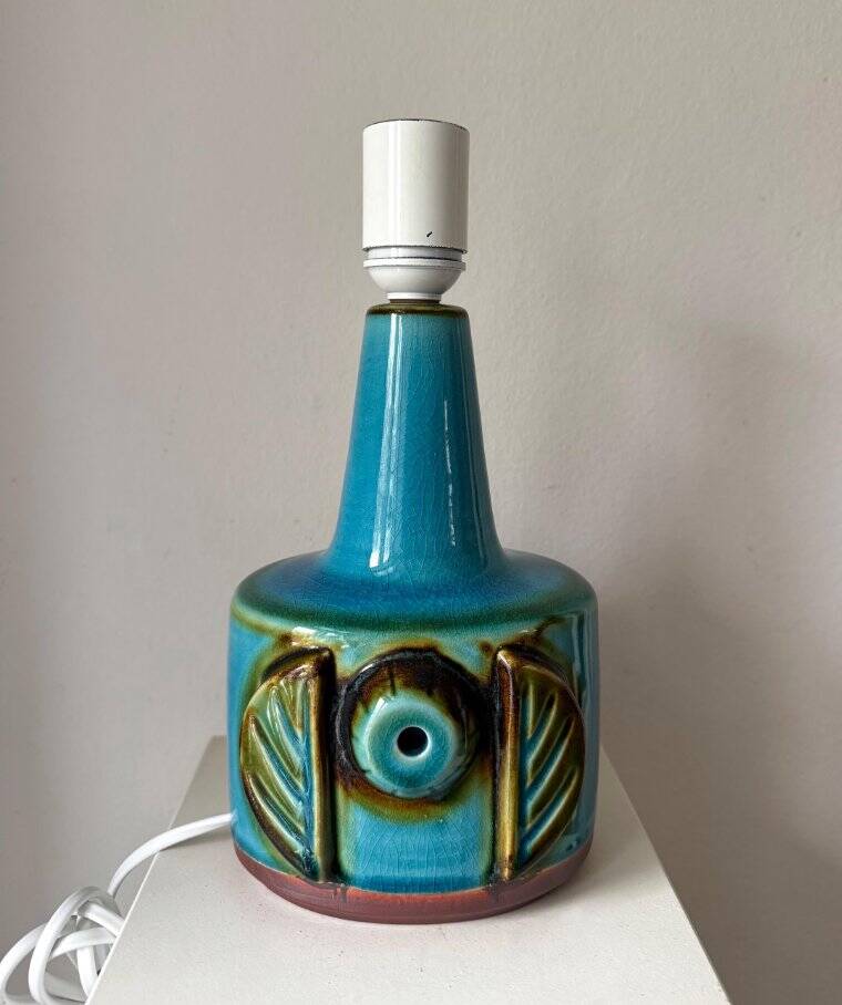 Vintage ceramic table lamp with turquoise glaze by Einar Johansen for Søholm, 1960s