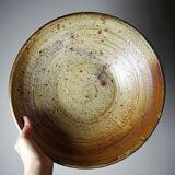 Large vintage stoneware fruit bowl from Puisaye attributed to Jean-Pierre Prudhomme.