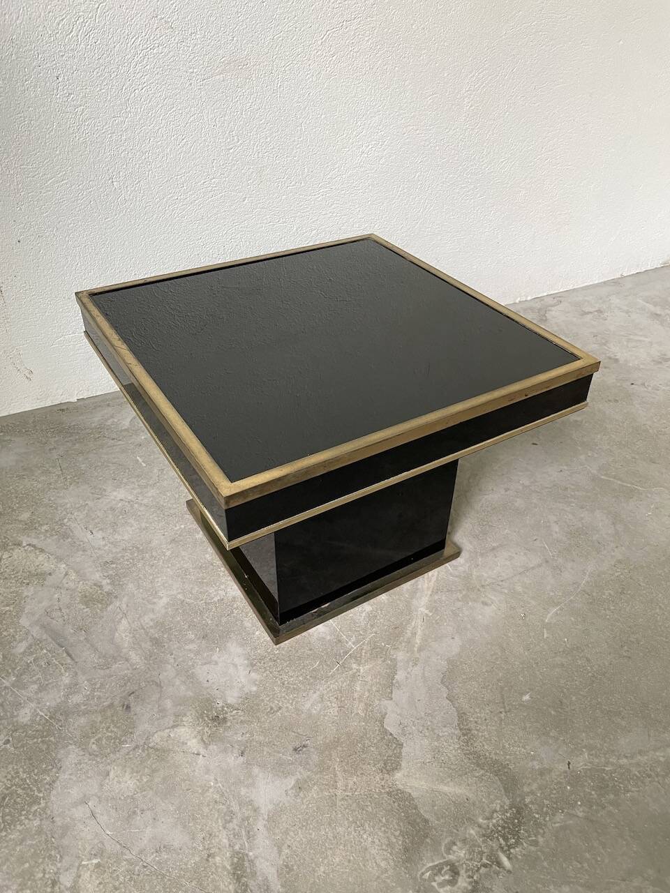 Black lacquer and brass console coffee table