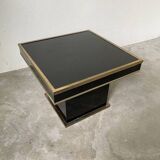 Table basse console appoint en laque noire et laiton