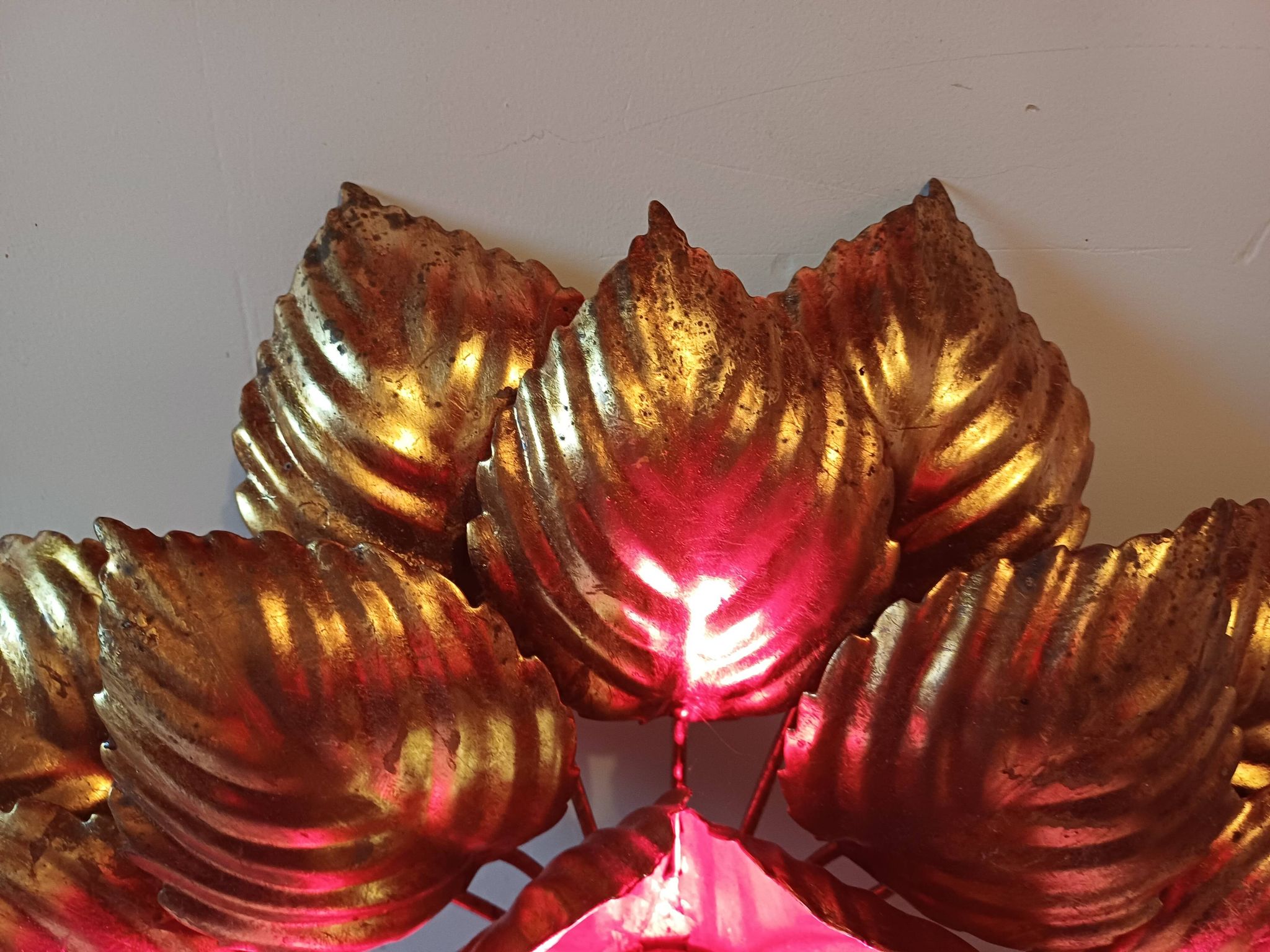 Vintage Gold Metal Wall or Ceiling Light "Sun"