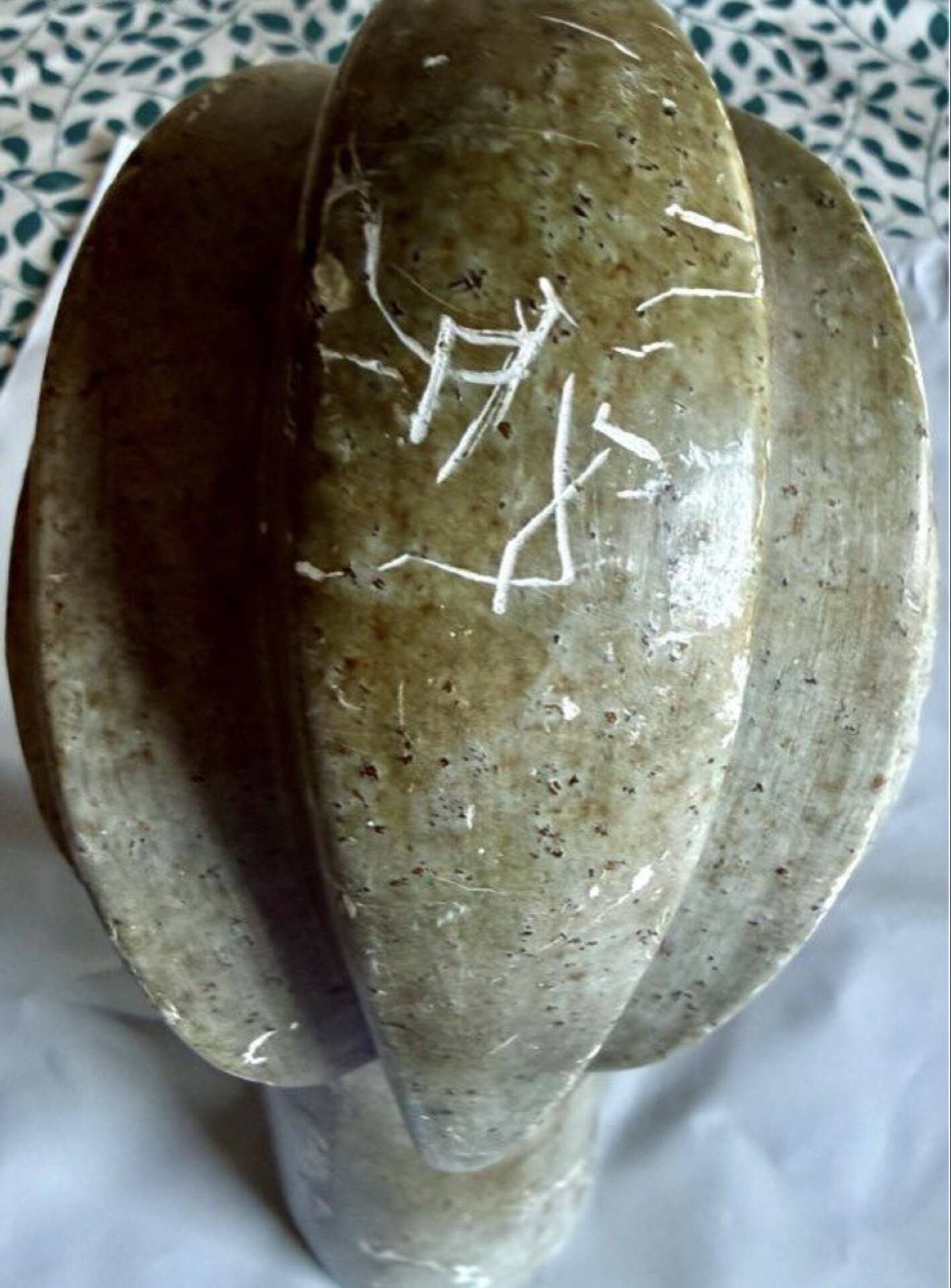Large african sculpture in steatite stone signed lewanga – art