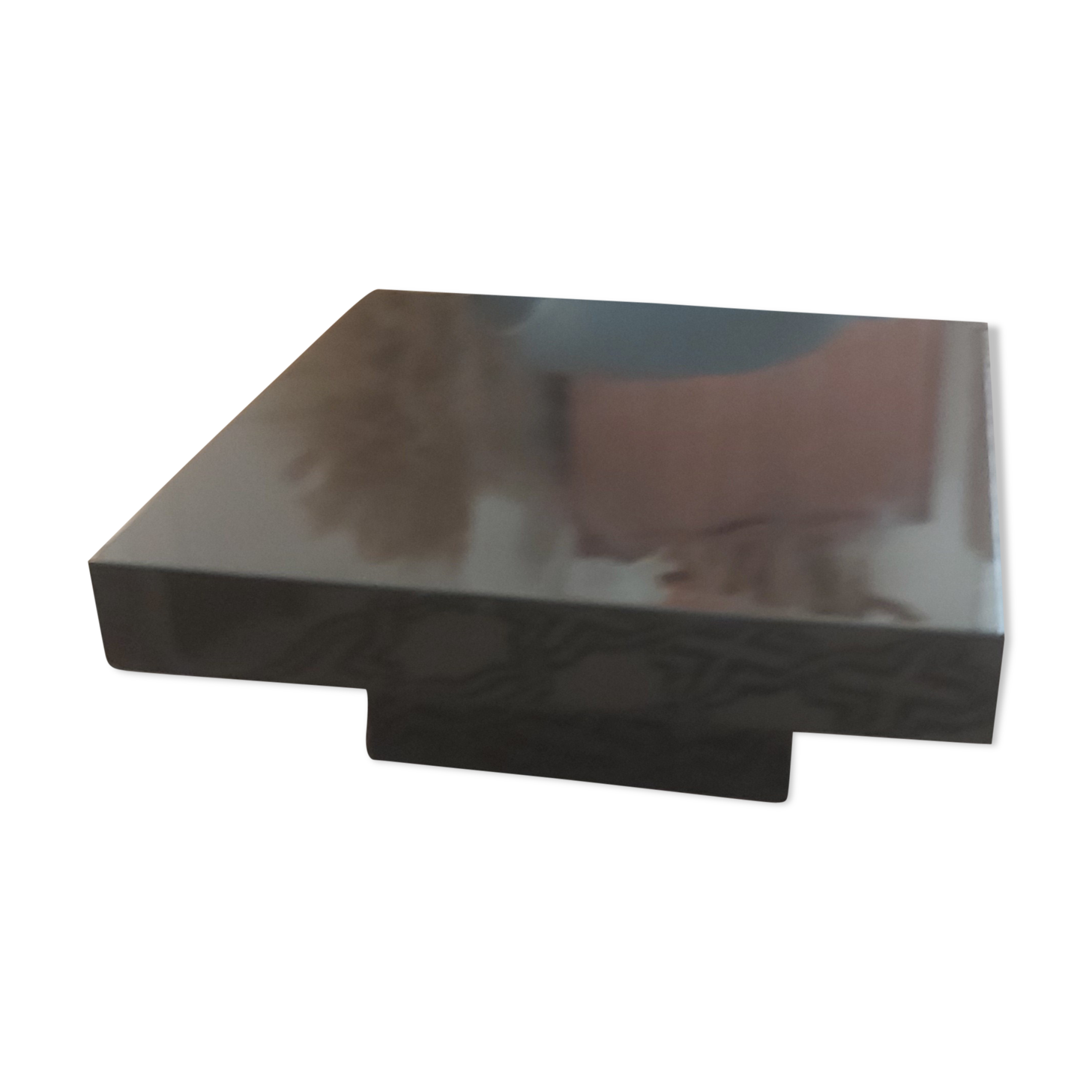 Coffee table in black varnish 70s