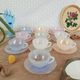 Set of 10 cups and under cups harlequin Arcopal France - vintage