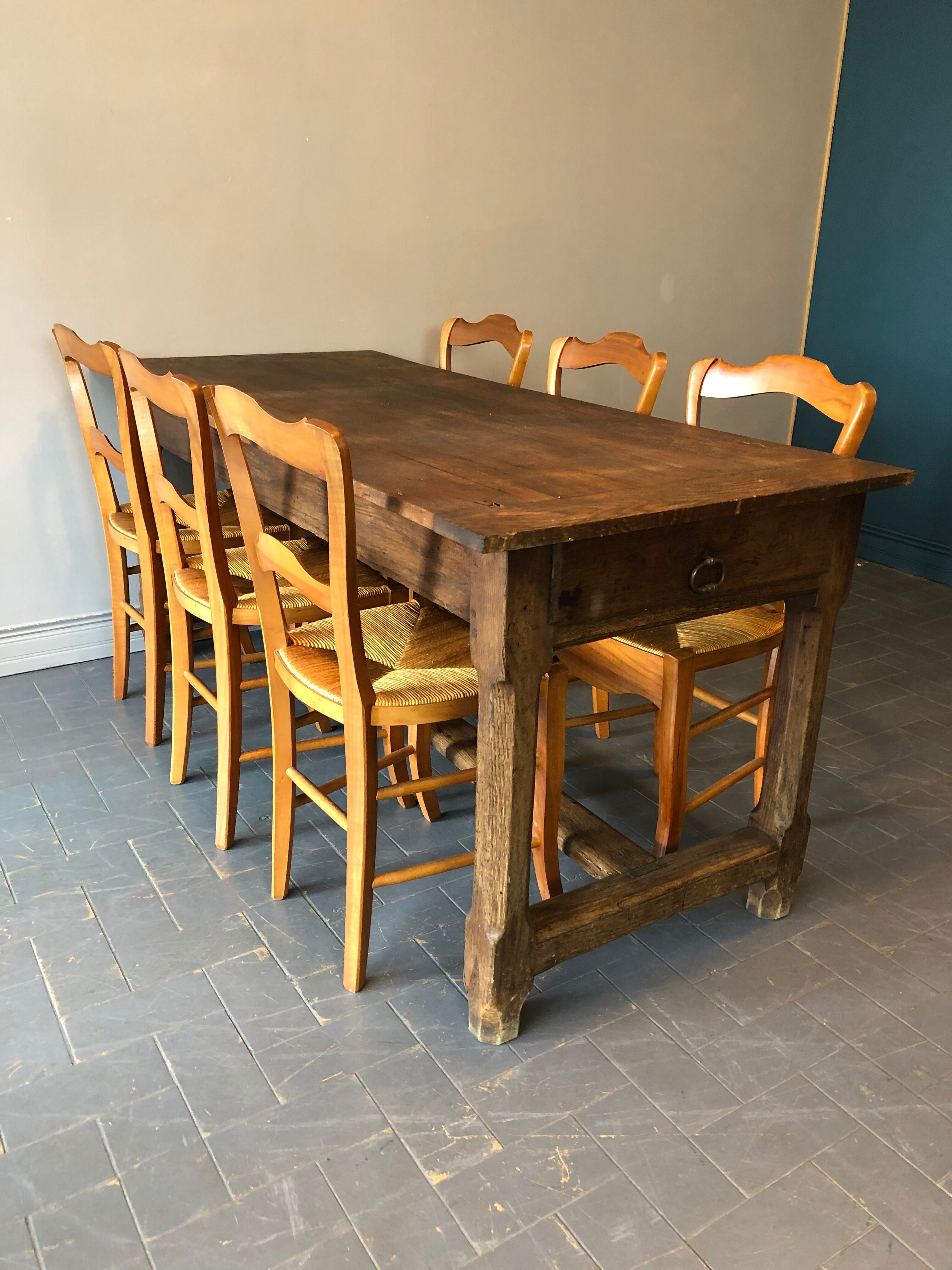 6 old chairs in cherry tree