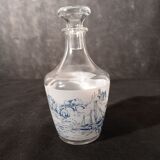 Vintage glass liqueur decanter décor on the banks of the Loire
