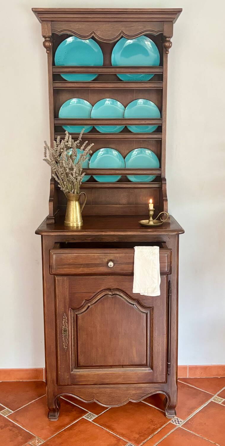 Buffet vaisselier ancien en chêne massif | Style Louis XV