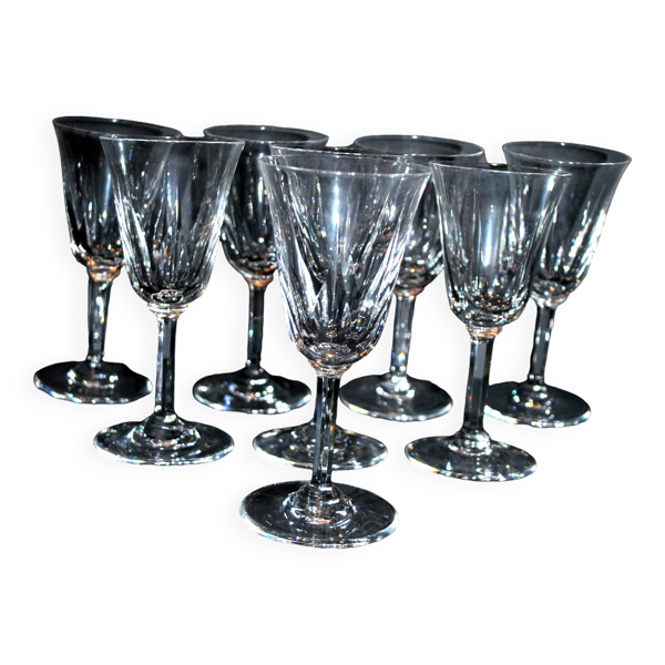 Lot de 8 verres à vin cerdagne en cristal taillé de saint louis h13cm
