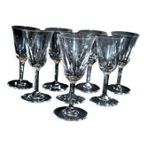 Set of 8 cerdagne wine glasses in cut crystal from saint louis h13cm