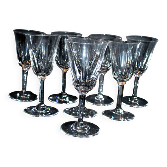Set of 8 cerdagne wine glasses in cut crystal from saint louis h13cm