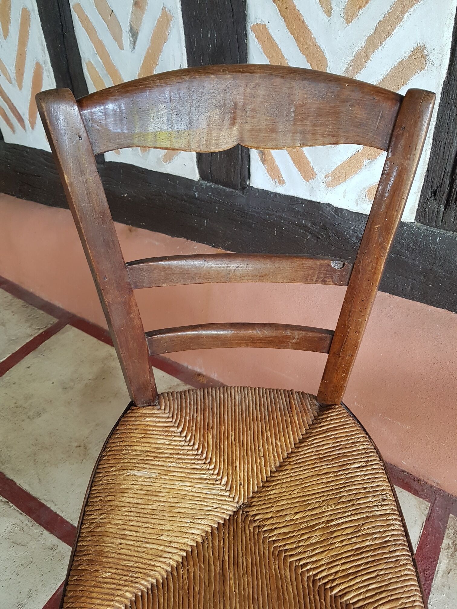 Pair of wooden straw chair 1900