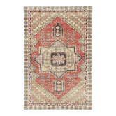 Vintage Turkish Accent Rug. Hand-Knotted in Turkey. Beige and Red Colors