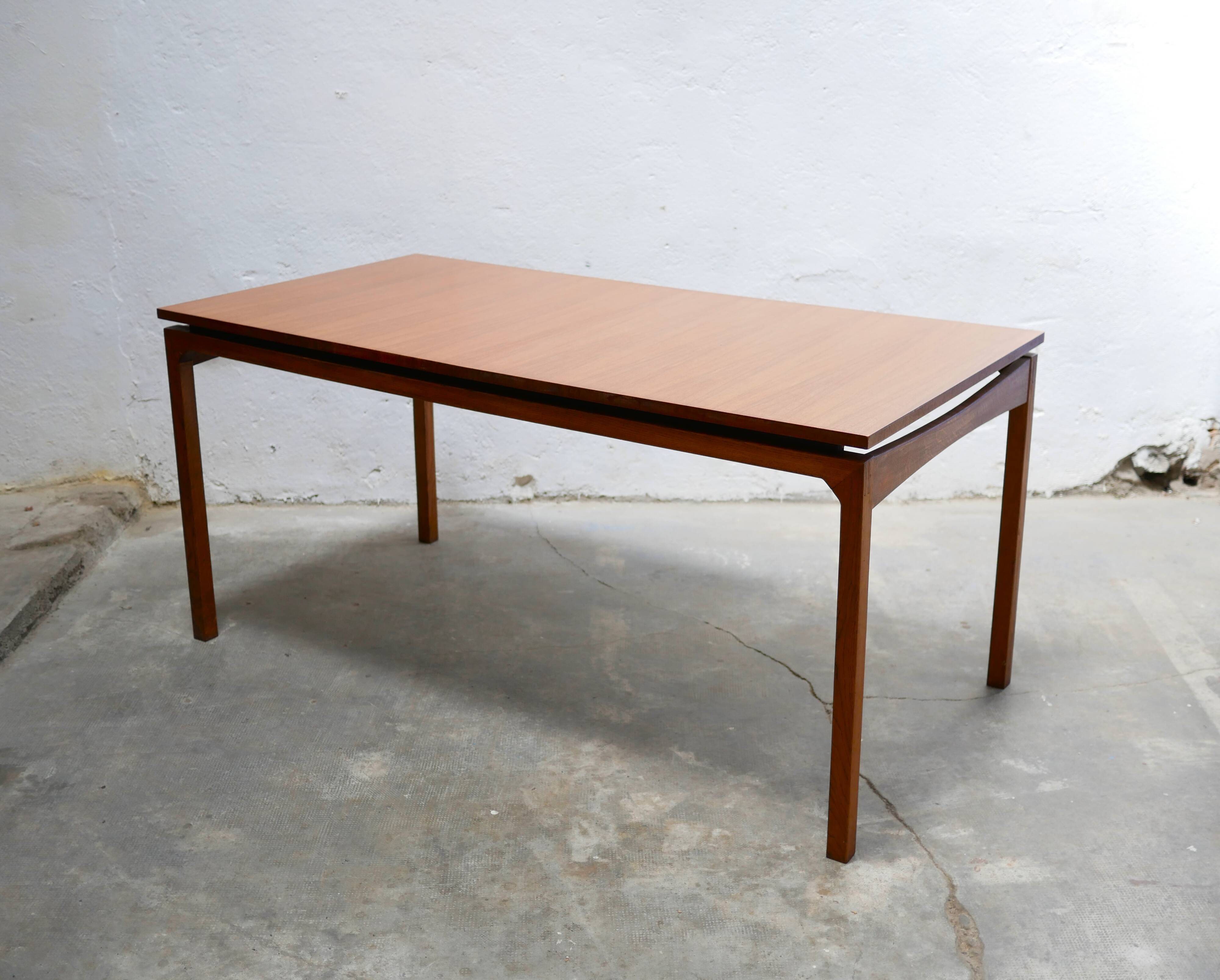 Extendable teak dining table by Gérard Guermonprez for Magnani editions