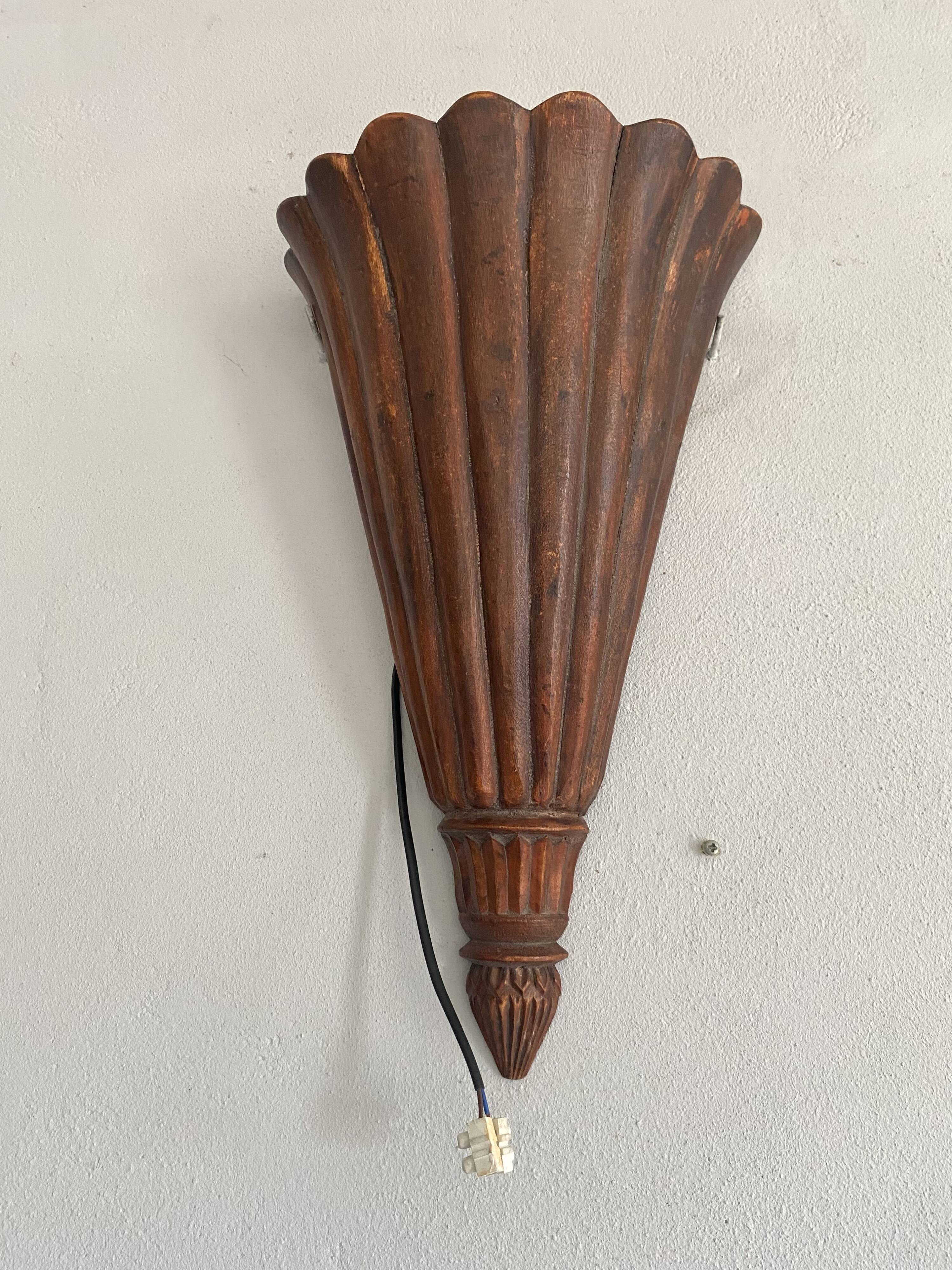 Asian wall lamp electrified wood