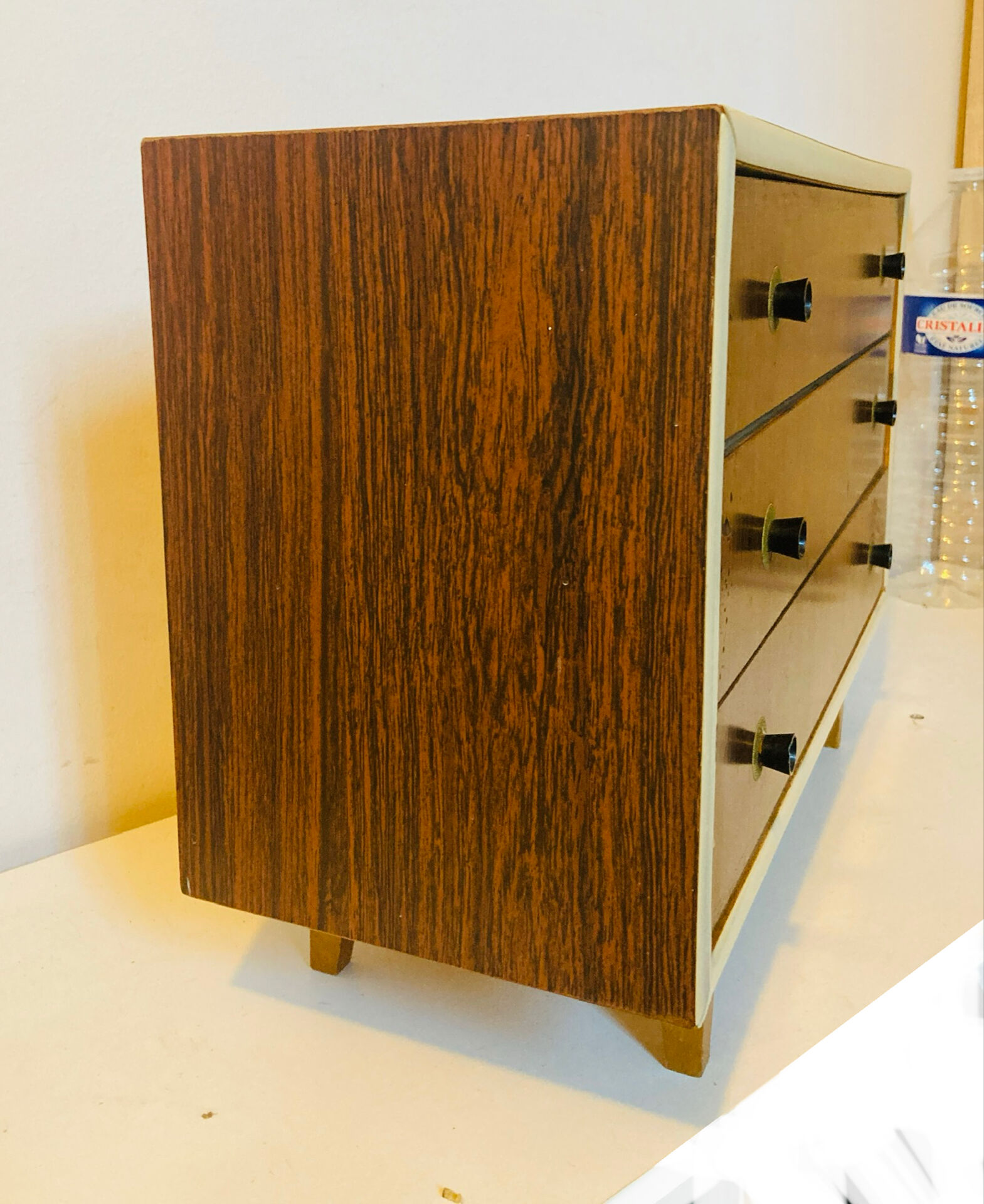 Children's commode, doll or mastery from the 1960s mahogany veneer.