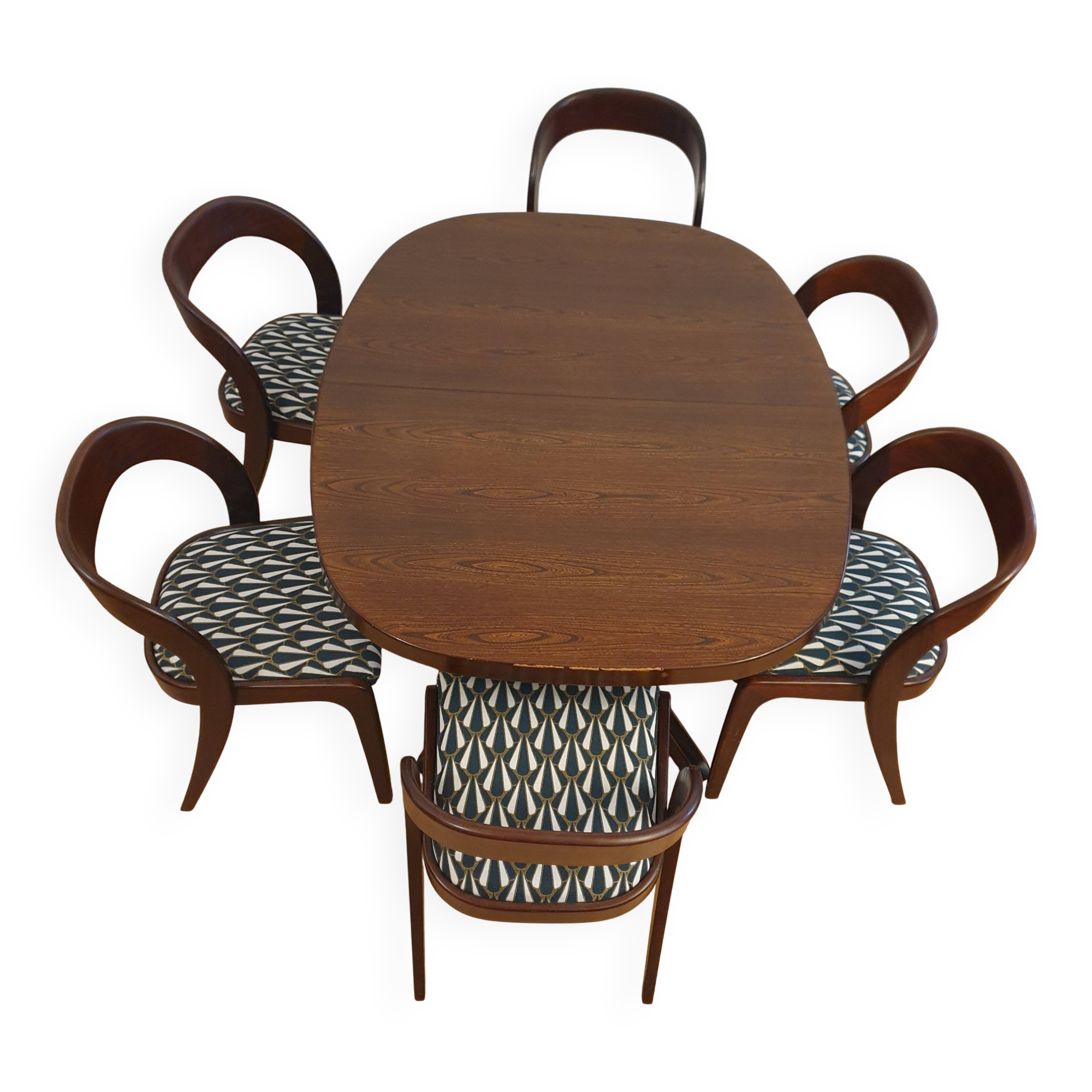 Table & 6 Baumann chairs model "gondole"